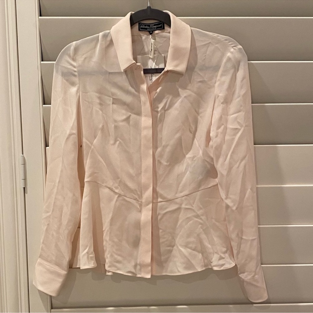 Ferragamo blush pink silk blouse